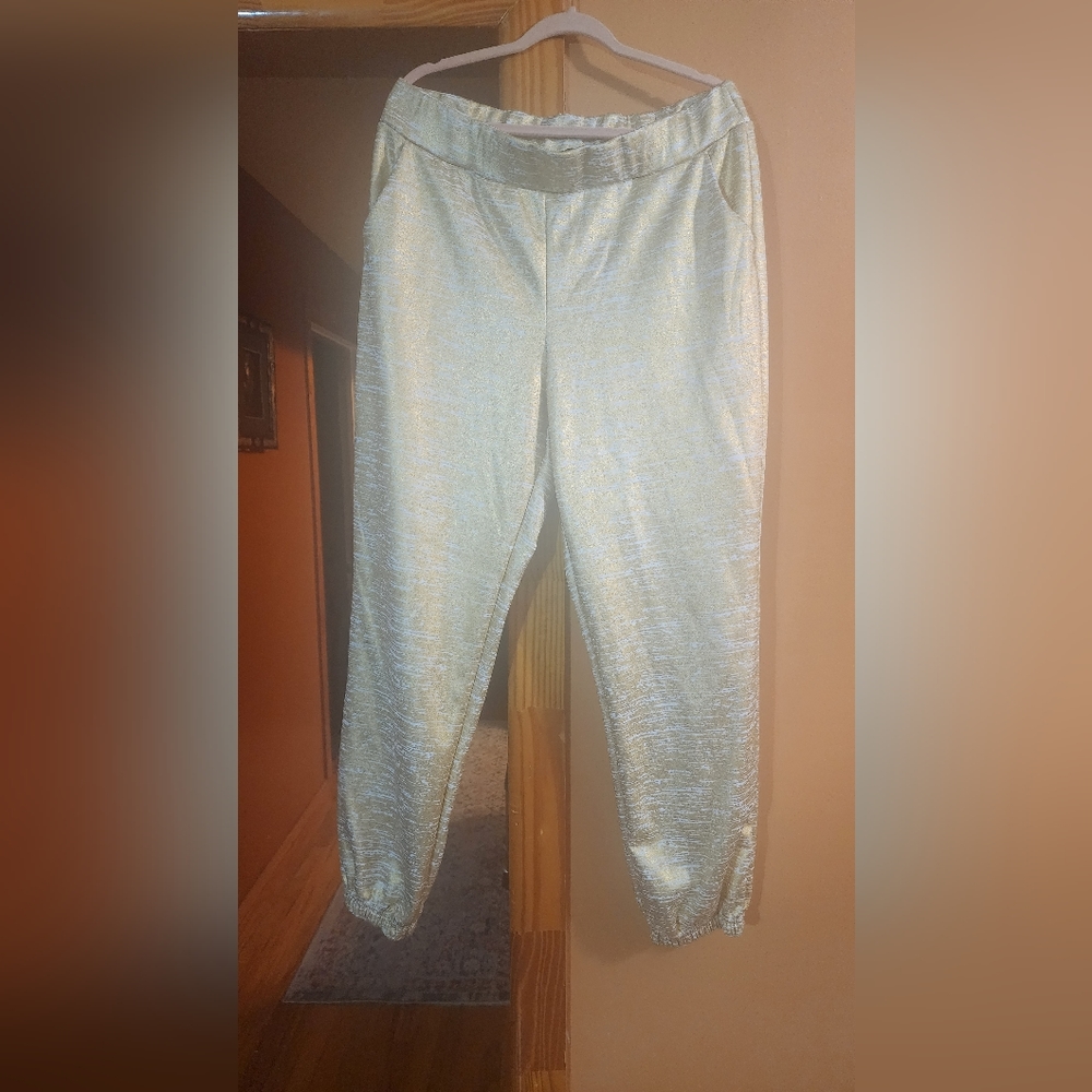 Ashley Stewart Metallic Silver Jogger Pants